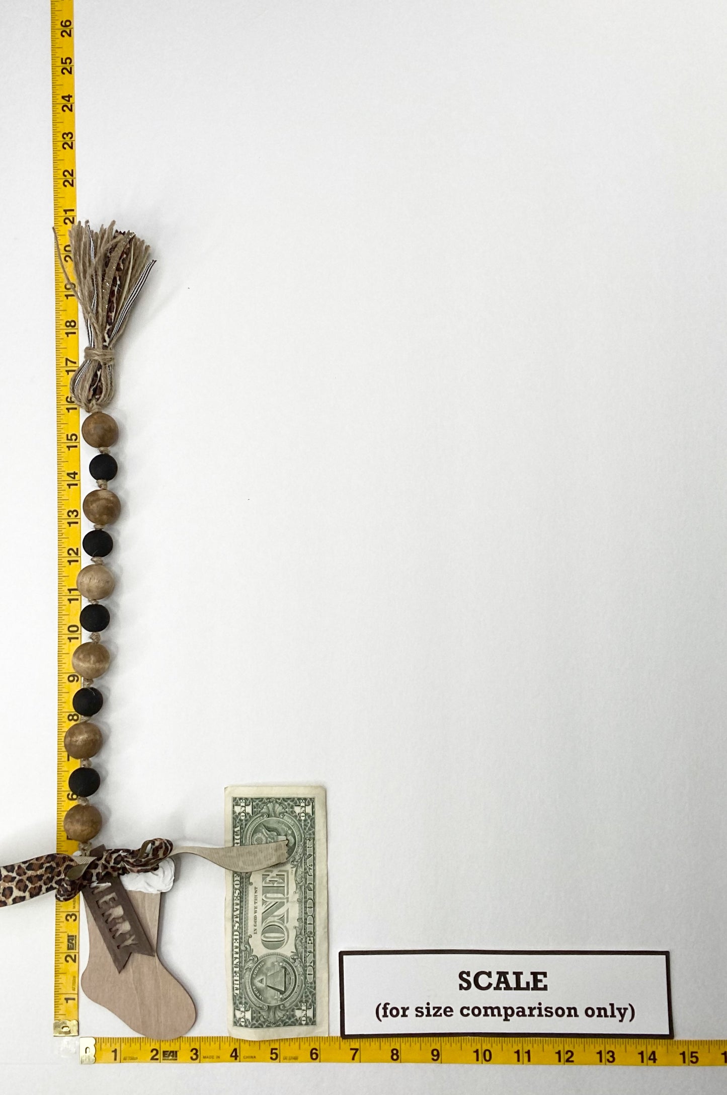 Stocking Wood Bead Garland Leopard Print
